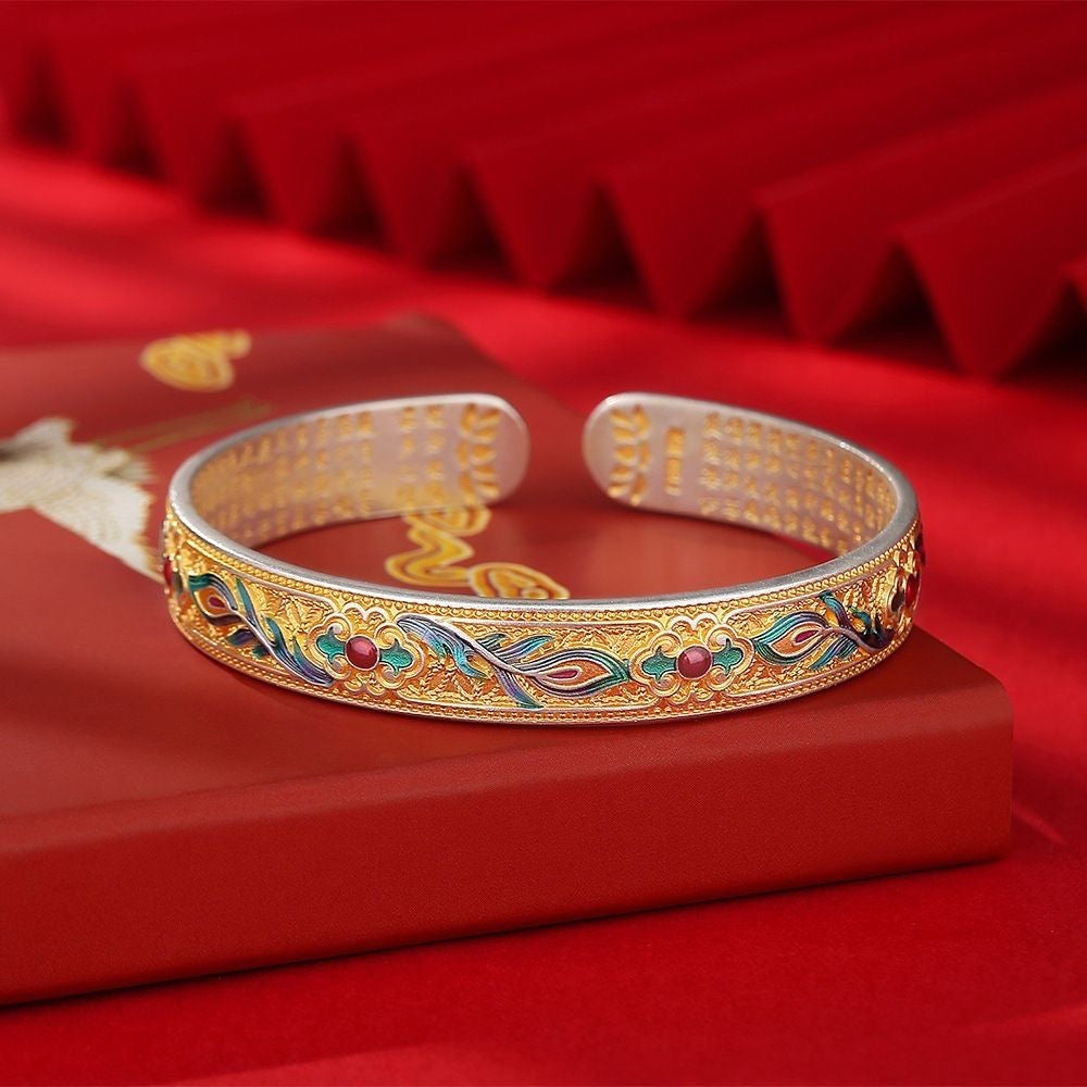 Golden Phoenix Scales Sterling Silver Bracelet