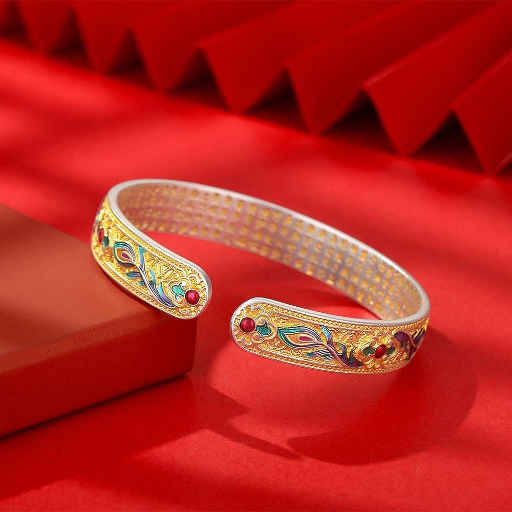 Golden Phoenix Scales Sterling Silver Bracelet
