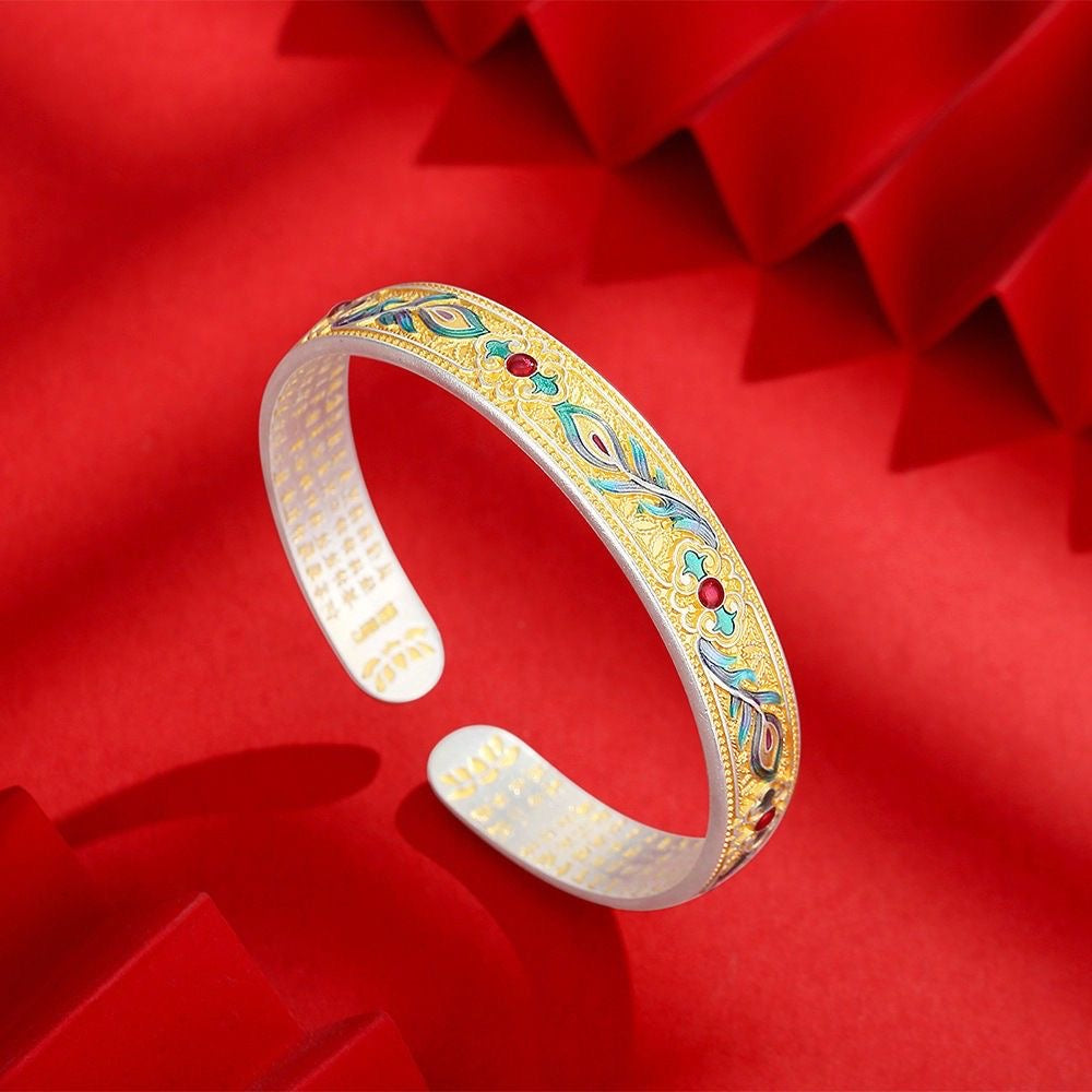 Golden Phoenix Scales Sterling Silver Bracelet