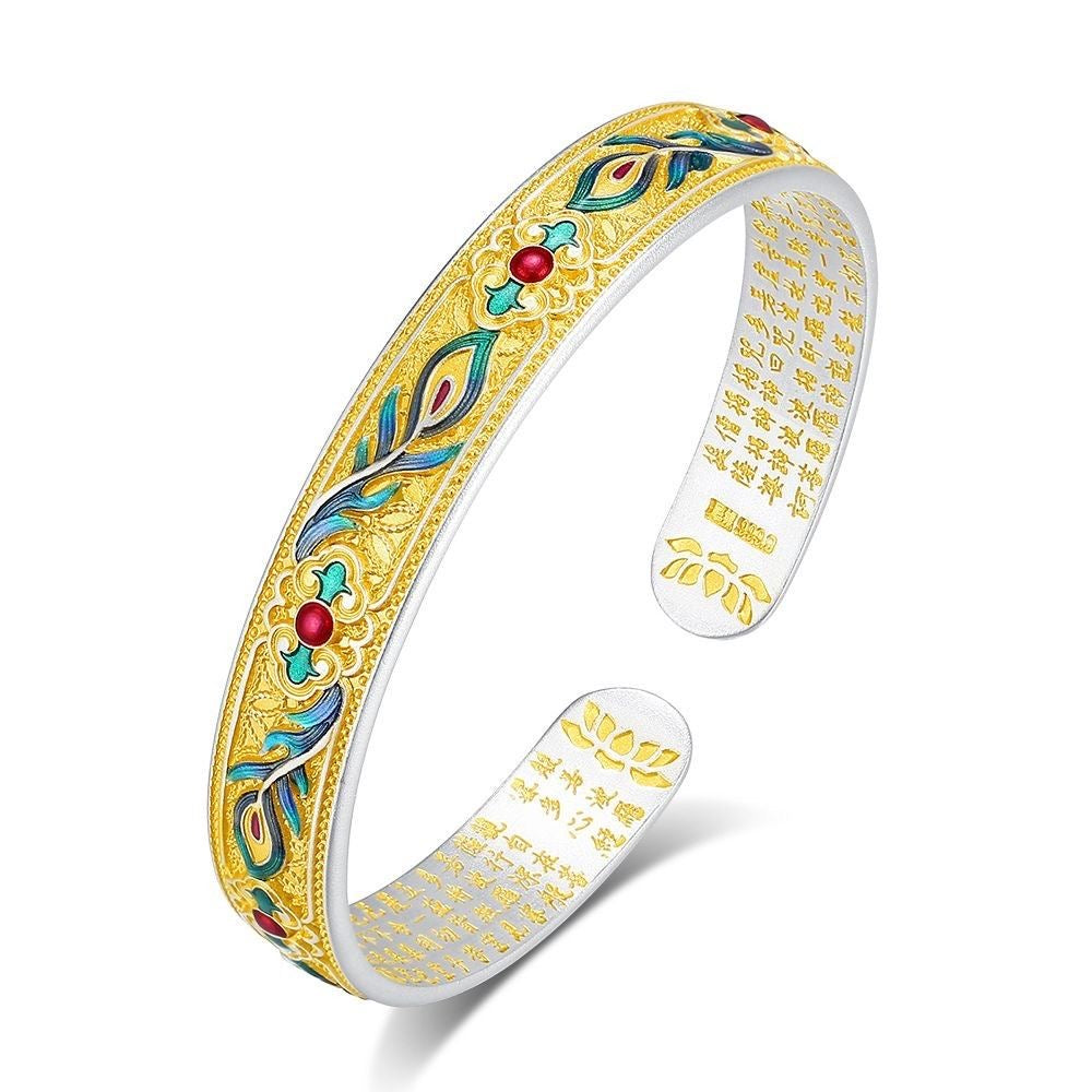 Golden Phoenix Scales Sterling Silver Bracelet