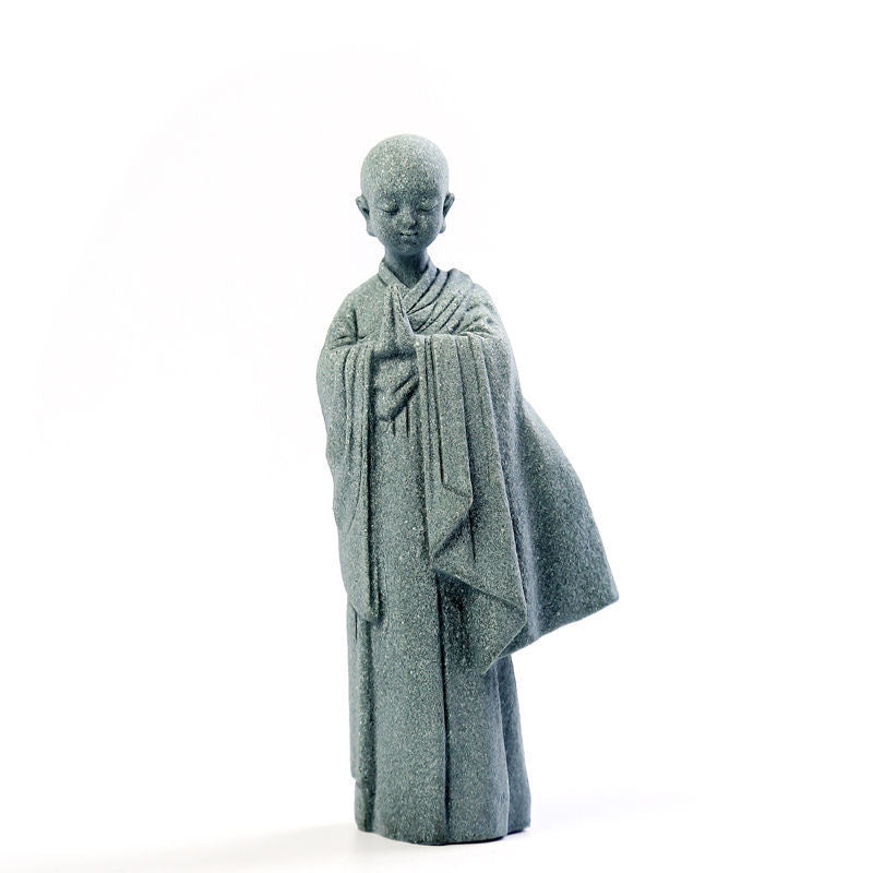 Hand-Carved Green Sandstone Zen Ornament