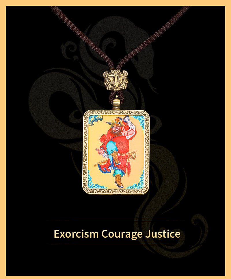 Zhong Kui Square Thangka Pendant