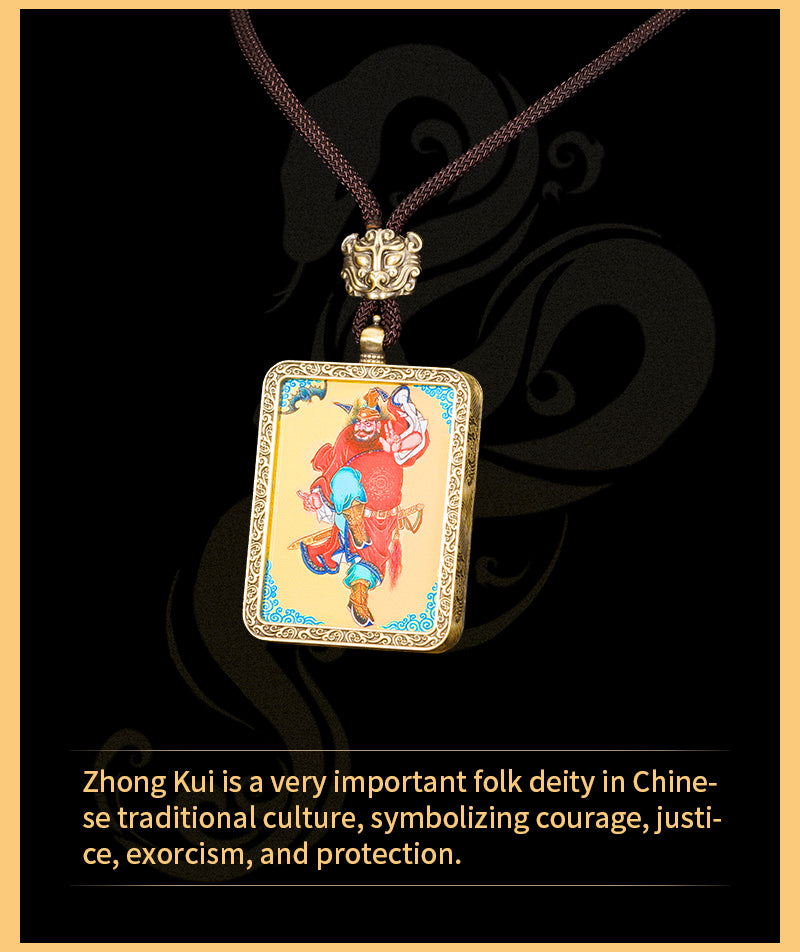 Zhong Kui Square Thangka Pendant