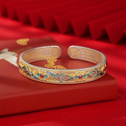 Golden Phoenix Scales Sterling Silver Bracelet