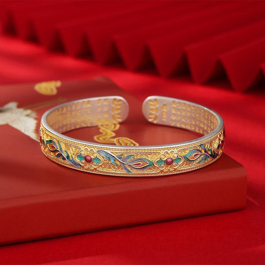 Golden Phoenix Scales Sterling Silver Bracelet