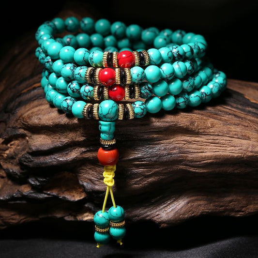 Natural Turquoise 108 Mala Beads Bracelet